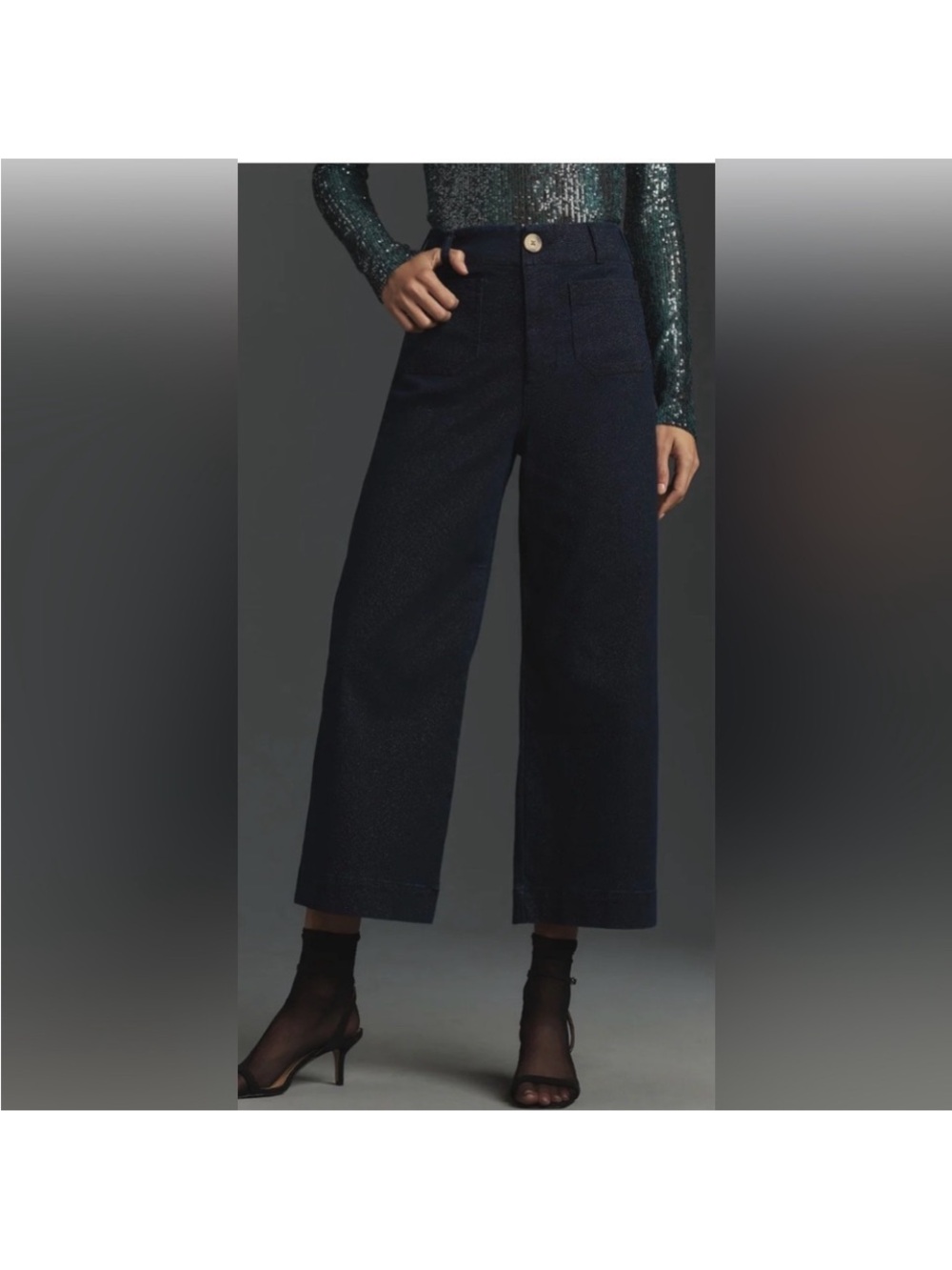 Maeve The Colette Dark Navy Wide-Leg Jeans Sparkle Edition 31p petite